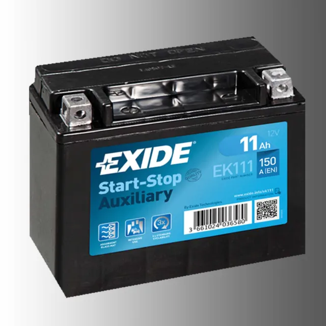 Exide EK111 Start-Stop Auxiliary Stützbatterie 12V 11Ah für Mercedes, Volvo, VW