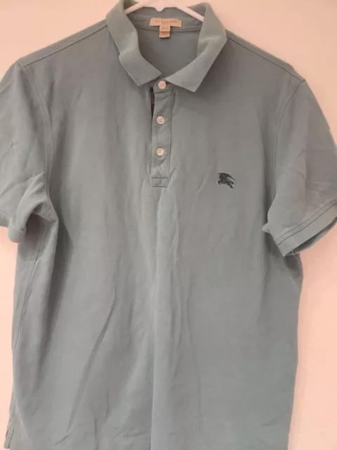 Burberry Brit Polo Shirt men's XLarge Blue Short Sleeve Cotton Casual Logo