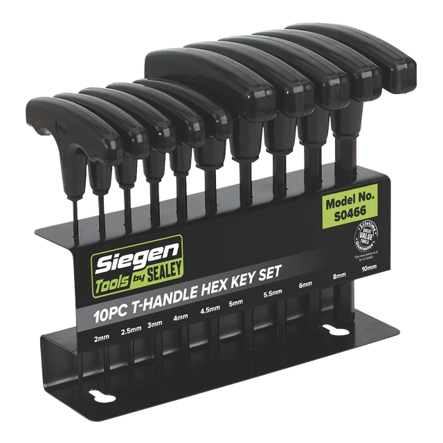 SEALEY 10 PIECE T-Handle Metric Hex Key Set Chrome Vanadium Steel S0466 ...