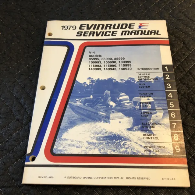 1979 OMC Evinrude outboard factory service manual 5430 V4 85 100 115 140 hp