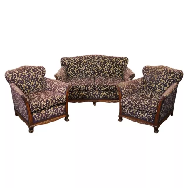 Victorian Fabric Bergere Suite Sofa And Two Armchairs Upholstery Project J1