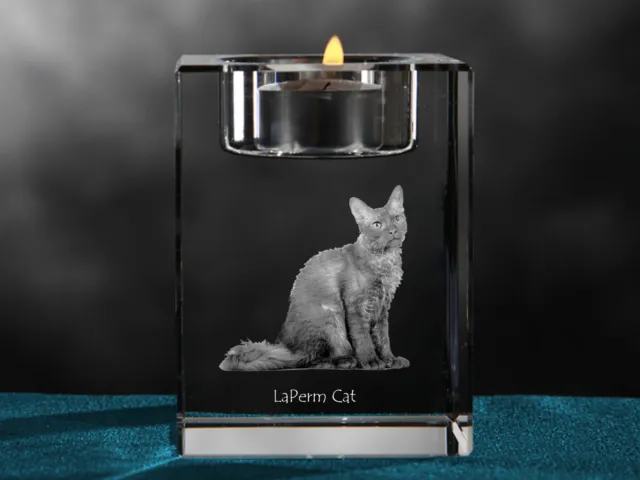 Laperm, Kristall-Kerzenleuchter Avec Chat, Crystal Animals