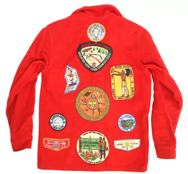 VTG 1960s-70s Boy Scout Jacket w/ 16 Patches Queens NY BSA Unami Alpine Camporee