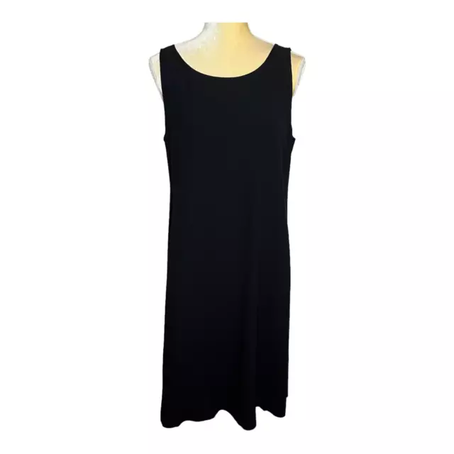 Eileen Fisher System Black 100% Silk Dress EUC Size Medium Lined