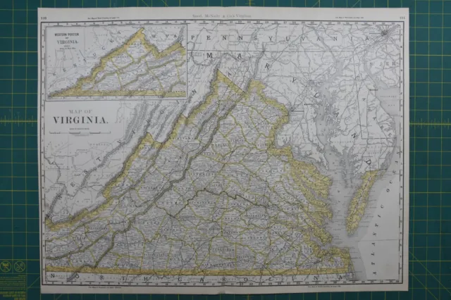 Virginia Rand McNally Vintage Antique 1892 World Business Folio Atlas Map Lot