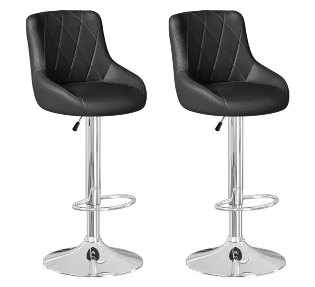 2x Bar Stools Kitchen Breakfast Barstool PU Leather Gas Lift Swivel Chair w/Back