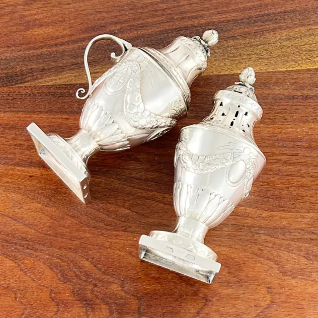 Superb Lcl Maker American Coin Silver Sugar Caster & Mustard Urn Bayonet Closure