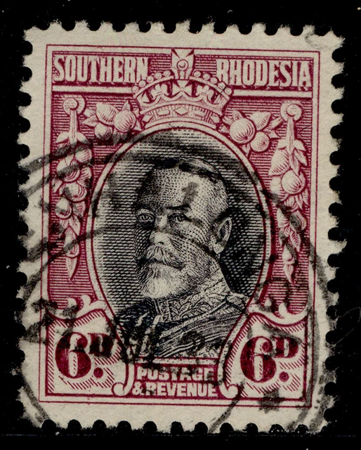 SOUTHERN RHODESIA GV SG20, 6d black & magenta, FINE USED.