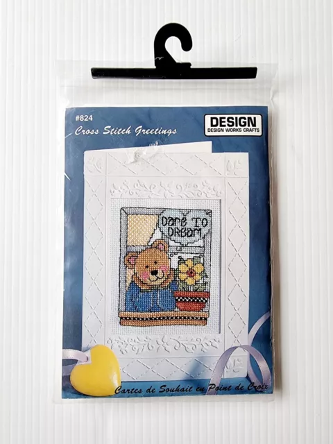 *New* Cross Stitch Greeting Card Kit 'Dare to Dream' Teddy Bear