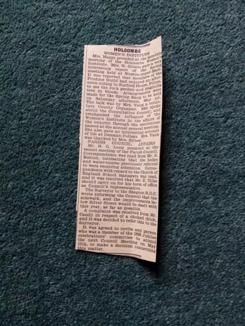 L1n Ephemera 1954 article holcombe women's institute w I Mrs maggs