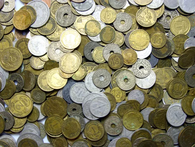 France - Old Centimes & Francs ca. 1917-1945 - Bundle WW2 LOT - Set of 100 Coins 2