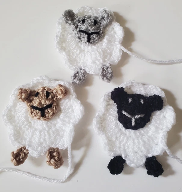 1 handmade crochet sheep applique/embellishment( choice of colours)