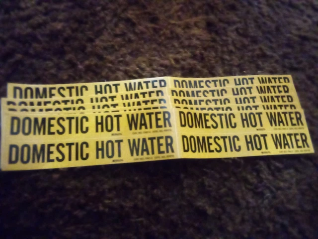 (20 CT) BRADY 7087-4 92073 DOMESTIC HOT WATER RETURN Vinyl Stickers SHIPS FREE