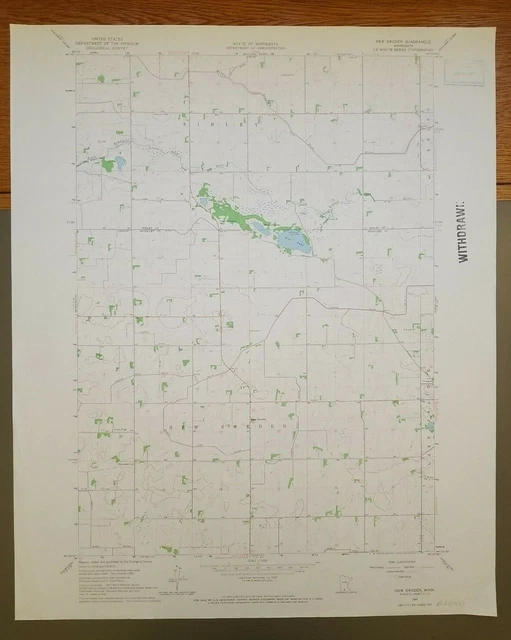 NEW SWEDEN, MINNESOTA Original Vintage 1965 USGS Topo Map 27" x 22" 19
