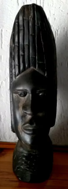 SCULTURA IN EBANO MEZZO BUSTO DONNA statua d'Antiquariato ARTE AFRICANA ANTICA