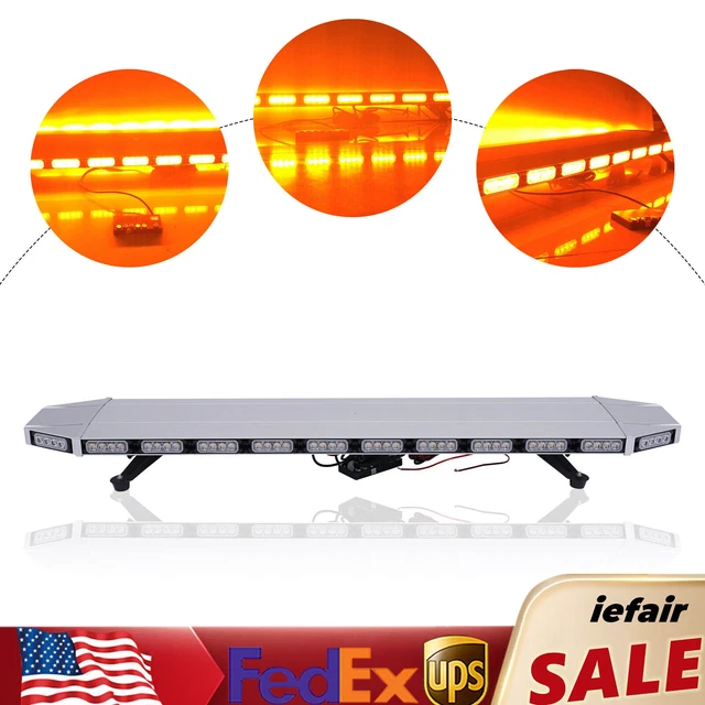 47" LED Light Bar Emergency Warn Top Roof Beacon Strobe Amber Lamp 104 Bulbs
