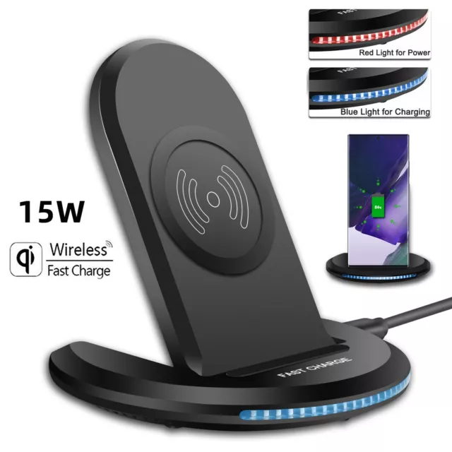 15W Wireless Fast Charger Charging Stand Dock For Cell Phone/iPhone 15/Samsung