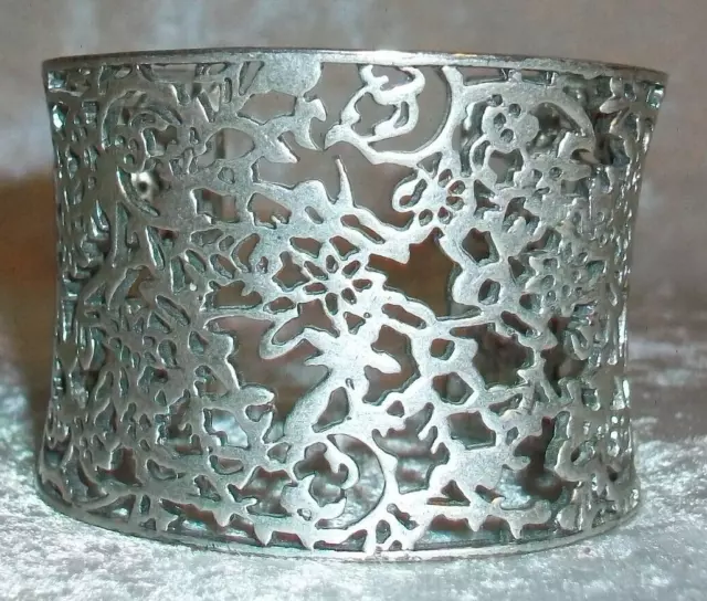 Lia Sophia Organic Silver Plated Floral Filigree Boho Goddess Cuff Bracelet