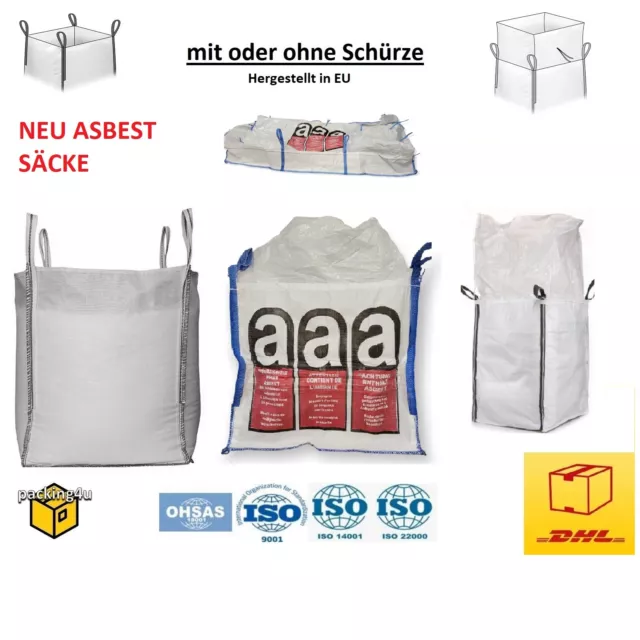 BIG BAG Schürze ASBEST Sack Entsorgung Bags Schüttgutbehälter 500kg bis 1500kg