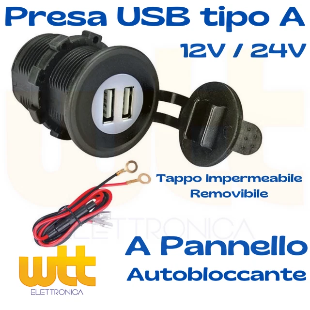 Caricabatterie USB Da Auto 3.1A Doppia Porta - Presa 12-24V Con LED, Impermeabile, In ABS Per Auto, Camper, Yacht - 5