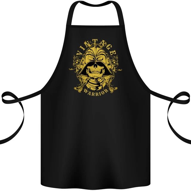 Vintage Warrior Samurai Bushido MMA Skull Cotton Apron 100% Organic