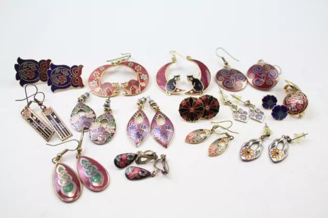 Vintage cloisonne earrings fish - Gem
