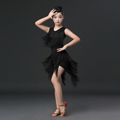 Bambina Vestito da Danza Latino Salsa Tango Nappa Abiti per la Performance 3