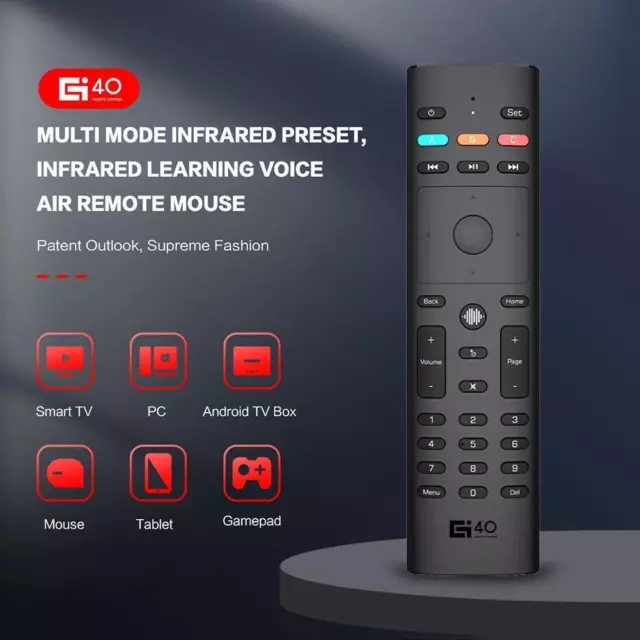 G40S 2.4G Wireless Air Mouse 34 Keys 6-Axis Gyro Voice Remote Control for PC STB