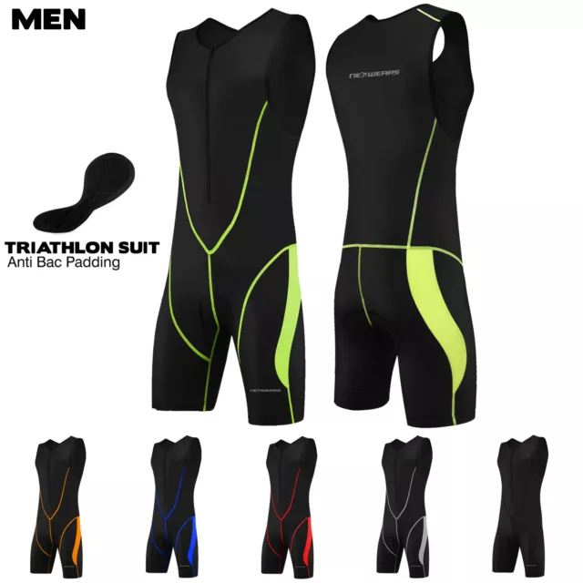 Men Triathlon Tri Suit Compression Running Swimming Cycling Skin Tight Padded