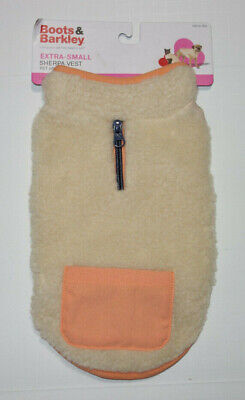 Boots Barkley Beige/Tan Sherpa Dog Cat Vest Jacket w/ Pocket Pet Clothes Size XS
