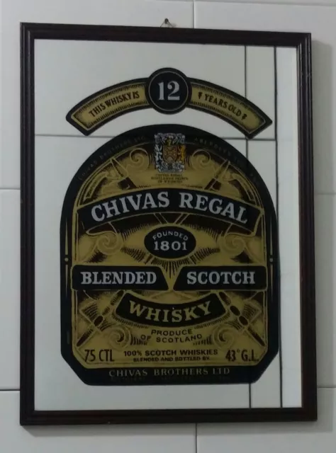 Chivas Regal Specchio Quadro Pubblicitario Da Pub Cm 30 X 40 Circa