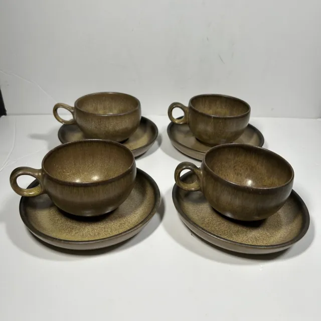 Denby Romany Tea Cups & Saucers Set of 4 Vintage Kitchenware