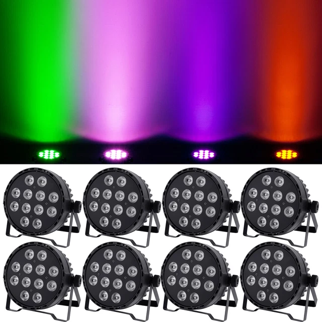 8x RGBWA LED PAR Stage Lighting DMX DJ Par Can Lights Live Show PAR 64 Spotlight