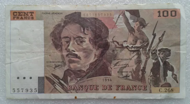 Billet de 100 Francs Delacroix de 1994 - C.268 / 6677557935. Voir photos