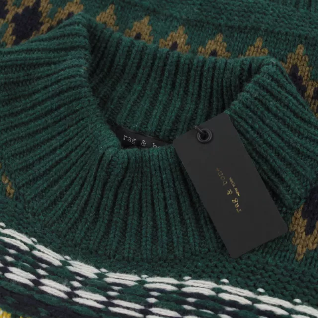 Rag & Bone NWT 100% Wool Willow Fair Isle Sweater Size XS in Green/Multi