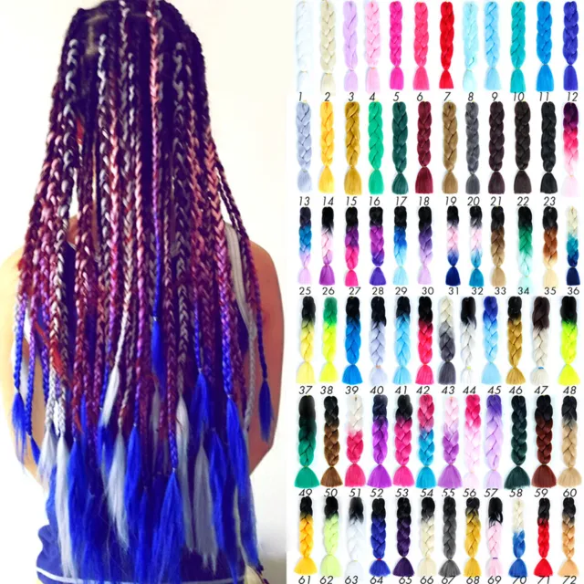 24'' Ombre Dip Dye Kanekalon Jumbo Braid Synthetic Hair Extensions MULTI Colors