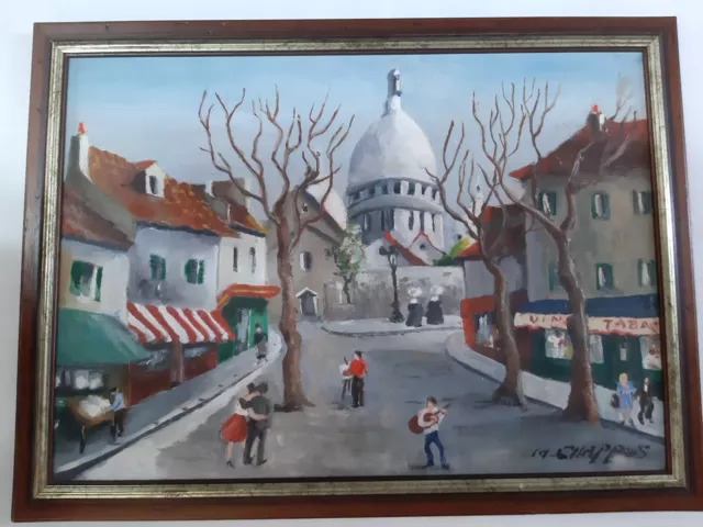Huile Sur Toile Sacre Coeur Signee M. Chappuis Xxeme