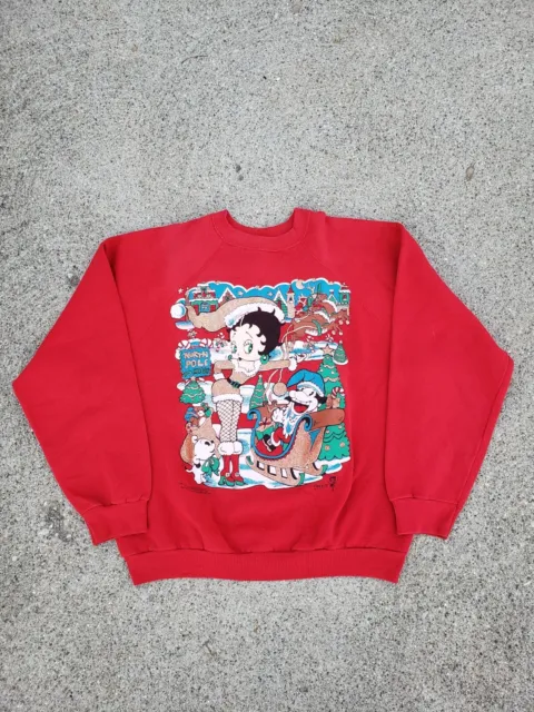 Vintage 90s Betty Boop Christmas Crewneck Sweatshirt Size Large Freeze