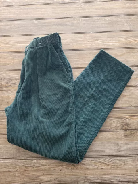 Polo Ralph Lauren Vintage Mens Size 30 X 30 Green Corduroy Pants Pleated Front