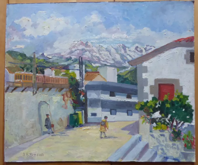 Cuadro Óleo Vintage Vista De País Paisaje Sierra De Guadarrama España MD3