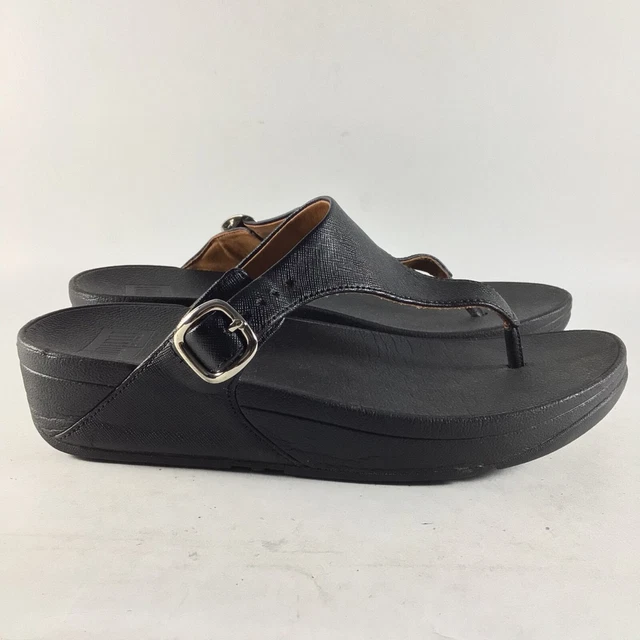 Fitflop the skinny womens sandals wedge slides black size 8 458-001