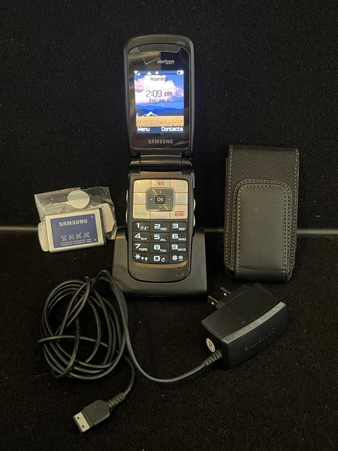 Samsung Knack SCH-U310 Easy To Use Celular Flip Phone w/Cradle - Black - Verizon