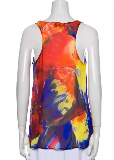 Camilla Red, Blue & Yellow Tie Dye Silk Tank Top, Size Small 3