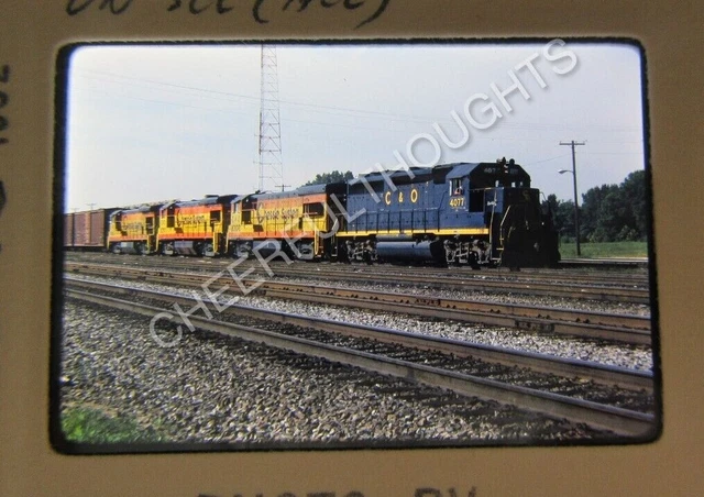 Original '82 Kodachrome Slide C&O Chesapeake Ohio 4077 GP40 w/CS action  36F2