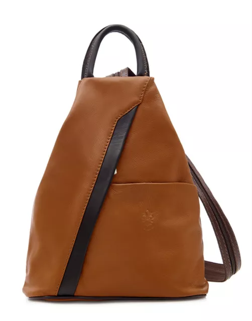 Handbag Tan / Brown Womens Backpack Bag Ladies Italian Leather Vera Pelle 2