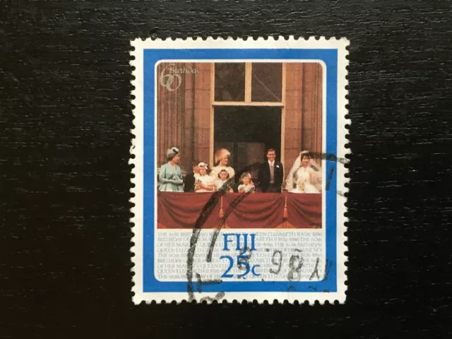 Fiji 1986 60Th Birthday Of Queen Elizabeth Ii 25C Blue - Fine Used