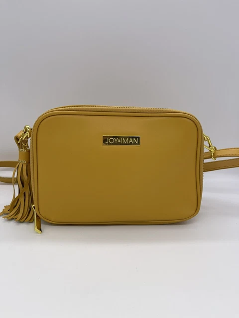 JOY & IMAN Fashionably Functional RFID Leather Crossbody Shoulder Bag Yellow