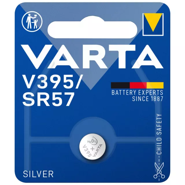 kQ Varta Knopfzelle Silver Oxide V395 SR57 1.55V Batterien 1er Blister