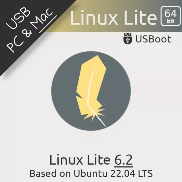 Clé Usb Linux Lite Os 6.2 [ Base Ubuntu ] Bootable Drive Live & Install