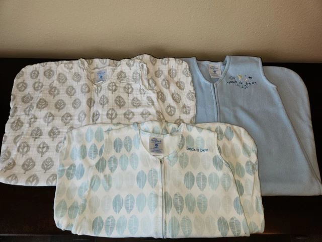 LOT OF 3 Halo SleepSacks Cotton, Fleece, & Muslin, size Medium, EUC